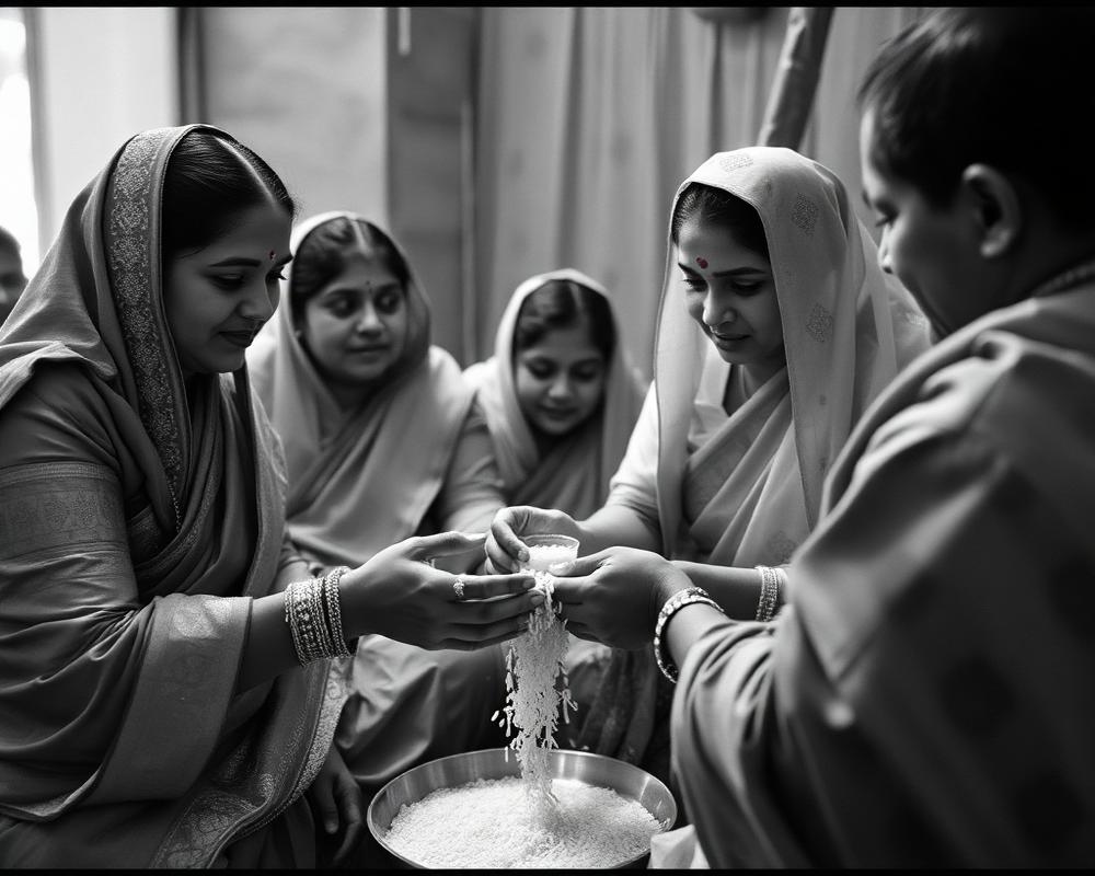 First grains offered during a traditional family celebration