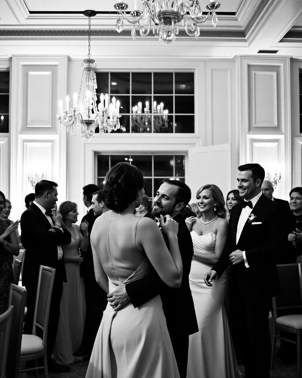 A room full of people mid celebration